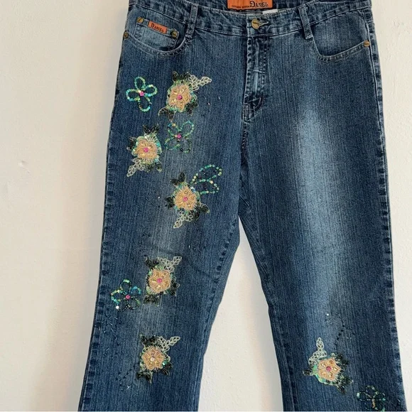 Vintage Daniel Y2K Floral Beaded Jeans - Picture 9 of 13
